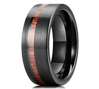 MAYIYAHO Anillo de Acero Inoxidable Negro para Hombres con Banda de Boda de Ranura de línea de Madera para Regalo de joyería Masculina