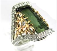 MAYIYAHO Anillo de circón AAA Brillante de Corte Cuadrado Verde Vintage de Lujo con Anillo Grande de Piedras CZ para Mujer Anillos de joyería de Moda