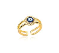 MAYIYAHO Anillos de Mal de Ojo Turco Azul para Mujer Ajustable de Acero Inoxidable Dorado Color circón Anillo de Dedo Suerte Boda joyería de Navidad