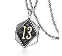 MAYIYAHO Collar de la Suerte de Motorista de Moda Vintage para Hombres Punk clásico de Acero Inoxidable 13 Colgante de número de la Suerte Amuleto Regalo de joyería