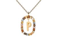 MAYIYAHO Color Dorado Arco Iris CZ Colgante Letras AZ Collar con Cadena Micro Pave Cierres Cuadrados Broches de joyería DIY Mosquetón de Bloqueo para la fabricación de Joyas