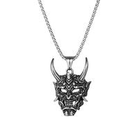MAYIYAHO Gótico Devil Skull Grimace Mask Collares para Hombres Colmillos Demon Mask Colgante Retro Punk Style Jewelry Gift