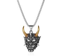 MAYIYAHO Gótico Devil Skull Grimace Mask Collares para Hombres Colmillos Demon Mask Colgante Retro Punk Style Jewelry Gift