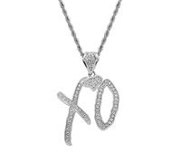 MAYIYAHO Hip Hop Ice out Zircon Letter XO Collar Colgante para Hombres Mujeres Rock Rap Party Joyería