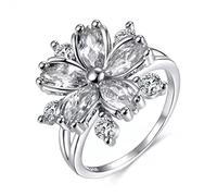 MAYIYAHO Linda mujer rosa cristal cristal anillo de piedra encanto de lujo anillos de boda delgados para mujeres delicada novia flor zircón anillo de compromiso