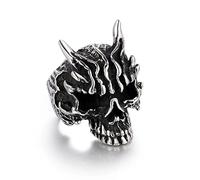 MAYIYAHO Locomotora Horned Demon Skeleton Men's Rock Ring Silver Color Opening Rings Finger Jewelry Accessories Gift