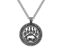 MAYIYAHO Medalla Medalla Tallada Oso marrón Oso Oso Pata Colgante para Hombres Collar Estilo Punk Rock Party Joyería Regalo
