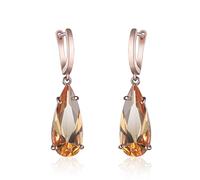 MAYIYAHO Pendientes Colgantes de circonita con Gota de Agua de Color champán a la Moda para Mujer, Pendientes Sencillos exquisitos con abalorio, joyería para Fiesta y Boda
