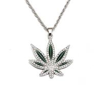 MAYIYAHO Rhinestone Weed Collar Colgante Hombres Hoja de Arce Collares de cáñamo Punk Hiphop Oro Cadenas de Color para niños Joyería Masculina Steampunk