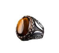 MAYIYAHO Trendy Vintage Retro Medio Oriente Estilo árabe Acero Antiguo Ojo de Tigre Piedra Gema Anillo de Llama Joyería Punk para Hombres Regalos de Fiesta