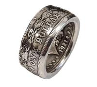 MAYIYAHO Vintage Punk American National Emblem Lemto es un dólar Anillo de Monedas tailandés plateadoAnillo de Dedo Chapado en Plata Joyas Punk para Mujeres