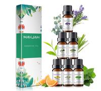 MAYJAM Set Aceites Esenciales Naturales Puros 6 x 10ml, Aceites Esenciales para Humidificador Difusor, Aceite Esencial de Eucalipto, Lavanda, Menta, Tee Tree, Naranja Dulce, Citronela