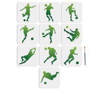 MAYJOYDIY 10 Plantillas de jugador de fútbol 15×15cm Plantillas de pintura deportivo con pincel Plantilla de dibujo reutilizables Ideales Para Paredes, Textiles, Scrapbooking, Arte De Pared