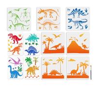 MAYJOYDIY 11 plantillas de dinosaurios primitivas de dinosaurios, fósiles, 30 × 30/29,7 × 21 cm, plantilla de dibujo reutilizable con pincel para pared, suelo, madera, papel, álbum de recortes