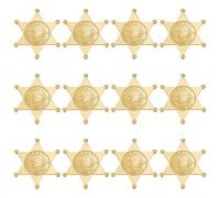 MAYJOYDIY 12 insignias de sheriff de policía occidental, estrella del oeste, broche de plástico, insignia de policía, insignia de fiesta de vaquero para cosplay, disfraz de juego, Plástico