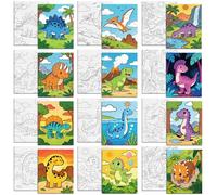 MAYJOYDIY 12 lienzos predibujados de dinosaurios de dibujos animados para pintar estegosaurio para adultos, 25 x 20 cm, pterosaurio, suministros de tablero de arte para principiantes, recuerdos de