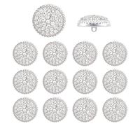 MAYJOYDIY 14 botones redondos de metal plateado con diamantes de imitación, adornos de cristal de 23 mm, botón para coser en la ropa, cierre de cristal decorativo redondo para hacer joyas, bolsos