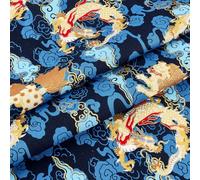 MAYJOYDIY 1M Qilin - Tela de algodón de 1,5 m de ancho, diseño de dragón y nubes auspiciosas, tela de costura japonesa para manualidades, costura y decoración de ropa, proyectos de manualidades, color