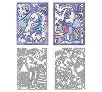 MAYJOYDIY 2 copas de vino altas de metal, troqueladas, diseño de estrellas, fuegos artificiales, para fiestas, celebraciones, plantillas para tarjetas, álbumes de recortes y manualidades