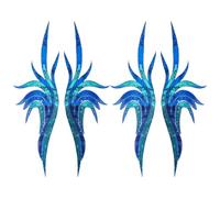 MAYJOYDIY 2 pares de tela de encaje de flores de lentejuelas azules, apliques bordados florales en 3D, parche de vestido noble y sexy, parches para coser y coser para manualidades, vestidos de novia,