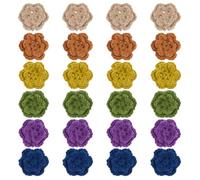MAYJOYDIY 24 parches de ganchillo de flores para coser, 6 colores, 48 mm, hechos a mano, de algodón, bordado floral, adornos para bricolaje, sombreros, ropa, boda, fiesta, decoración de manualidades
