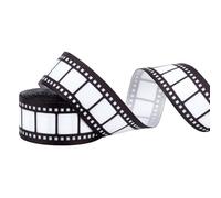 MAYJOYDIY 4,6 m Cinta de película en blanco y negro 22 mm Cinta de película en blanco y negro Material de decoración Accesorios de fiesta para teatro Cine Decoración de mesa DIY Embalaje DIY
