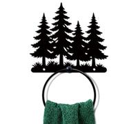 MAYJOYDIY - Anillo de toalla de metal pino, toallero de bosque de pinos | Colgador de pared de hierba salvaje, organizador de paredes vintage negro natural para toallas de decoración de cocina baños