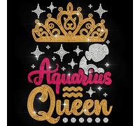MAYJOYDIY Aquarius Queen Crown Rhinestone termoadhesivo termoadhesivo termoadhesivo de transferencia de calor constelación estrella brillante decoración de ropa apliques para camisa, bolsa, jeans