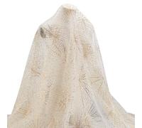 MAYJOYDIY Bisque - Tela de tul con lentejuelas brillantes por yarda, 150 cm de ancho, tela bordada con estrellas, malla de fuegos artificiales, tela de encaje dorado para recepción de boda, mesas,