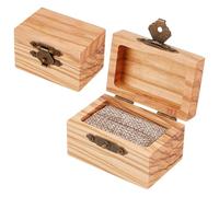 MAYJOYDIY - Caja de anillos de madera de olivo Peachpuff 6 x 4,5 x 3,7 cm, caja de joyería de compromiso de madera rústica, pequeño organizador de almacenamiento de tesoros para pendientes, collares,