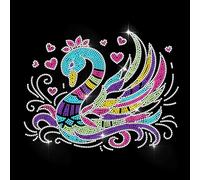 MAYJOYDIY Colorido cisne con diamantes de imitación termoadhesivos termoadhesivos de transferencia de calor con plumas de ala de transferencia de calor romántico amor Bling decoración de ropa apliques