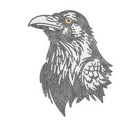 MAYJOYDIY Diseño de cuervo para planchar con diseño de cuervos negros, diamantes de imitación, apliques de cristal con purpurina para reparación de ropa, camisetas, chaquetas, bolsas de ropa