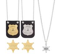 MAYJOYDIY Juego de rol de policía, 5 piezas, insignia de policía, sheriff, diputado, sheriff, estrella, colgante, detective, juego de rol, accesorios para Halloween, escuela, aula, disfraz, cosplay