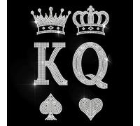 MAYJOYDIY King & Queen - Calcomanía termoadhesiva para planchar con diseño de coronas reales, diseño de corazón de melocotón, parche de transferencia de calor, parche de reparación de ropa para