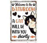 MAYJOYDIY Letrero de metal vintage con diseño de gato divertido de 30 x 20 cm, decoración de pared, placa de hierro rústico para el hogar, bar, cafetería, garaje, casa de campo