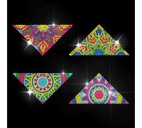 MAYJOYDIY Marcapáginas triangular con diamantes de imitación para planchar, diseño de mandala, flores, transferencia de calor, calcomanías de diamantes de imitación, apliques de ropa brillantes para