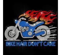 MAYJOYDIY Motocicleta Llamas Rhinestone Planchador Bike Hair DON'T CARE Hotfix Transferencia Calor Transferencia Calor Pegatinas Rhinestone Hotfix Pegatinas Bling Ropa Aplicación para Camisa Bolso