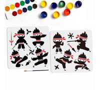 MAYJOYDIY Plantilla de 8 estilos Ninja 30×30cm Plantillas de pintura de artes marciales con pincel Plantilla de dibujo reutilizables Ideales Para Paredes, Textiles, Scrapbooking, Arte De Pared
