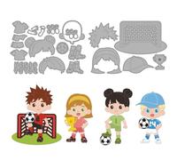 MAYJOYDIY Plantilla de corte de metal para fútbol juvenil, plantillas de fútbol y porterías, plantillas para manualidades, tarjetas, álbumes de recortes, decoración