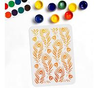 MAYJOYDIY Plantilla de plumas de pavo real de 21 x 29,7 cm, plantillas de exhibición de plumas de cola de pájaro de pavo real para pintar plantillas reutilizables para arte y manualidades en