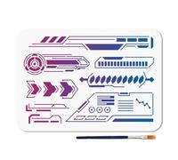 MAYJOYDIY Plantilla de rejilla de carga, símbolos electrónicos, plantillas de artesanía, 29,7 × 21 cm, reutilizables, juego de plantillas mecánicas cibernéticas para pared, suelo, madera, papel, álbum