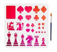 MAYJOYDIY Plantillas de Ajedrez De Cartas Plantillas de pintura Corazones Clubes Diamantes 30×30cm Plantilla de dibujo reutilizables Ideales Para Paredes, Textiles, Scrapbooking, Arte De Pared