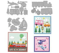 MAYJOYDIY Plantillas de troquelado de metal con diseño de vehículos para transporte, aviones, trenes, coches, barcos, para manualidades, tarjetas, álbumes de recortes, decoración