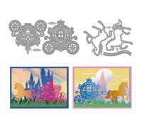 MAYJOYDIY Princesas Carruaje Metal Troquelado Carruaje De Hadas Plantillas De Troquelado Caballos Animales Plantillas De Repujado Para Bricolaje Scrapbooking Álbumes Repujado Decorativo Fabricación de