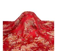MAYJOYDIY Tela de brocado floral jacquard rojo de 0,76 m de ancho, tela satinada para tapicería, poliéster, textil decorativo para manualidades, accesorios de bricolaje, ropa, adornos de mesa