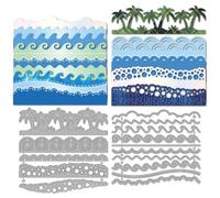 MAYJOYDIY Troqueles de corte con borde de olas del mar para diseñar tarjetas, árbol de coco, troqueles de metal para hacer pompas de mar, plantillas de troquelado para álbumes de recortes, tarjetas de