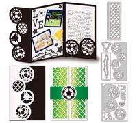 MAYJOYDIY Troqueles de corte de fútbol deportivo, para esquina, para invitación de fútbol, plantillas de fútbol, trofeo de campeón, troqueles de corte de acero al carbono para manualidades, tarjetas,