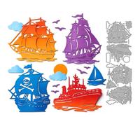 MAYJOYDIY Troqueles de corte de metal con diseño de barco de vela, plantilla de repujado de nubes, sol, pájaro, acero al carbono, plantillas de corte para manualidades, tarjetas, álbumes de recortes