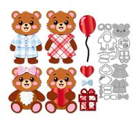MAYJOYDIY Troqueles de corte de metal con diseño de oso de dibujos animados para el día de San Valentín, plantillas de caja de regalo de amor, troqueles para manualidades, tarjetas, álbumes de