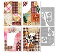 MAYJOYDIY Troqueles de corte de metal con fondo irregular abstracto, diseño de margaritas, a cuadros, de acero al carbono, plantillas de estampado de hojas de flores, troqueles para manualidades